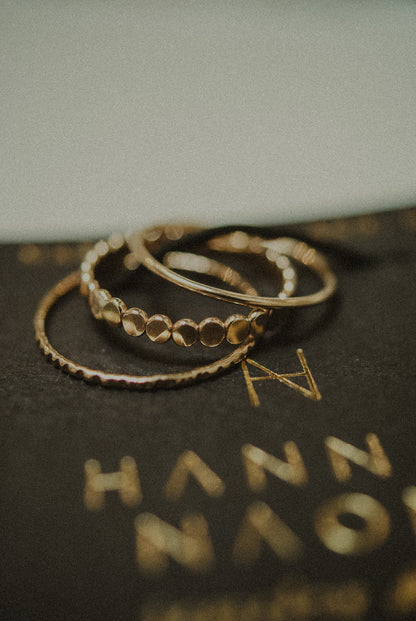 Bead Mixed Texture Set of 3 Stacking Rings, Gold Fill, Rose Gold Fill or Sterling Silver
