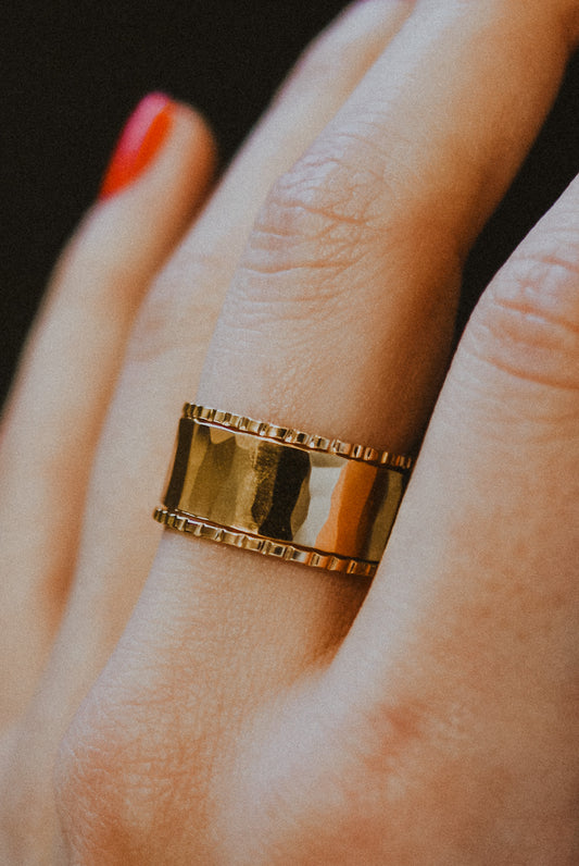 Wide Half Lined Set of 3 Stacking Rings, Gold Fill, Rose Gold Fill or Sterling Silver