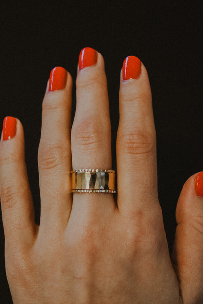 Wide Half Lined Set of 3 Stacking Rings, Gold Fill, Rose Gold Fill or Sterling Silver