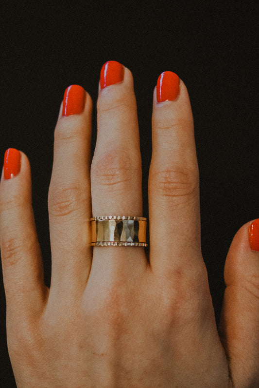 Wide Half Lined Set of 3 Stacking Rings, Gold Fill, Rose Gold Fill or Sterling Silver
