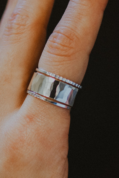 Wide Half Lined Set of 3 Stacking Rings, Gold Fill, Rose Gold Fill or Sterling Silver