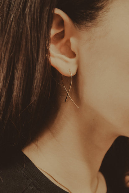 Ribbon Threader Hoop Earrings, Gold Fill, Rose Gold Fill, or Sterling Silver