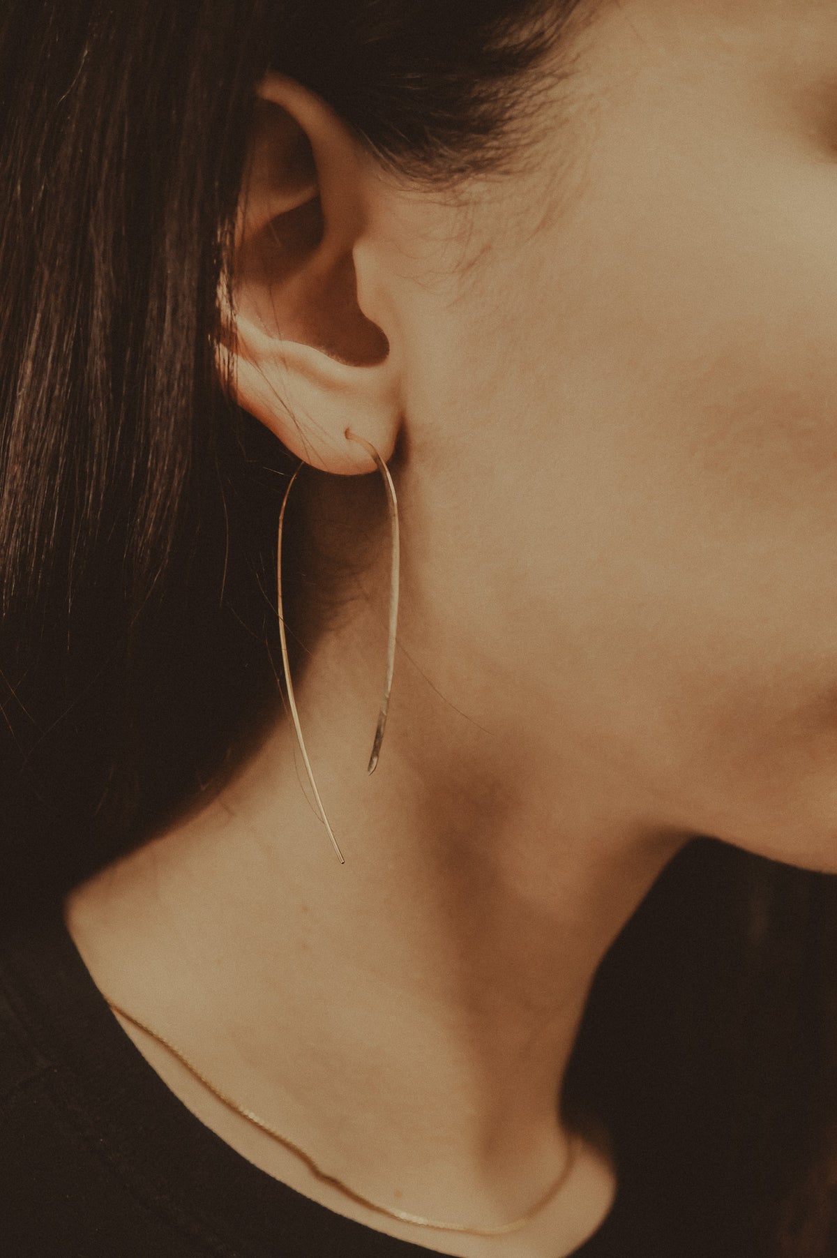 U-Shaped Threader Hoop Earrings, Gold Fill, Rose Gold Fill or Sterling Silver