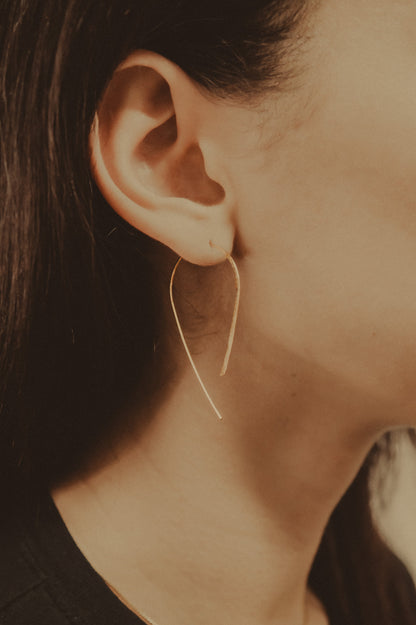 U-Shaped Threader Hoop Earrings in Solid 14K Gold, Rose or White Gold