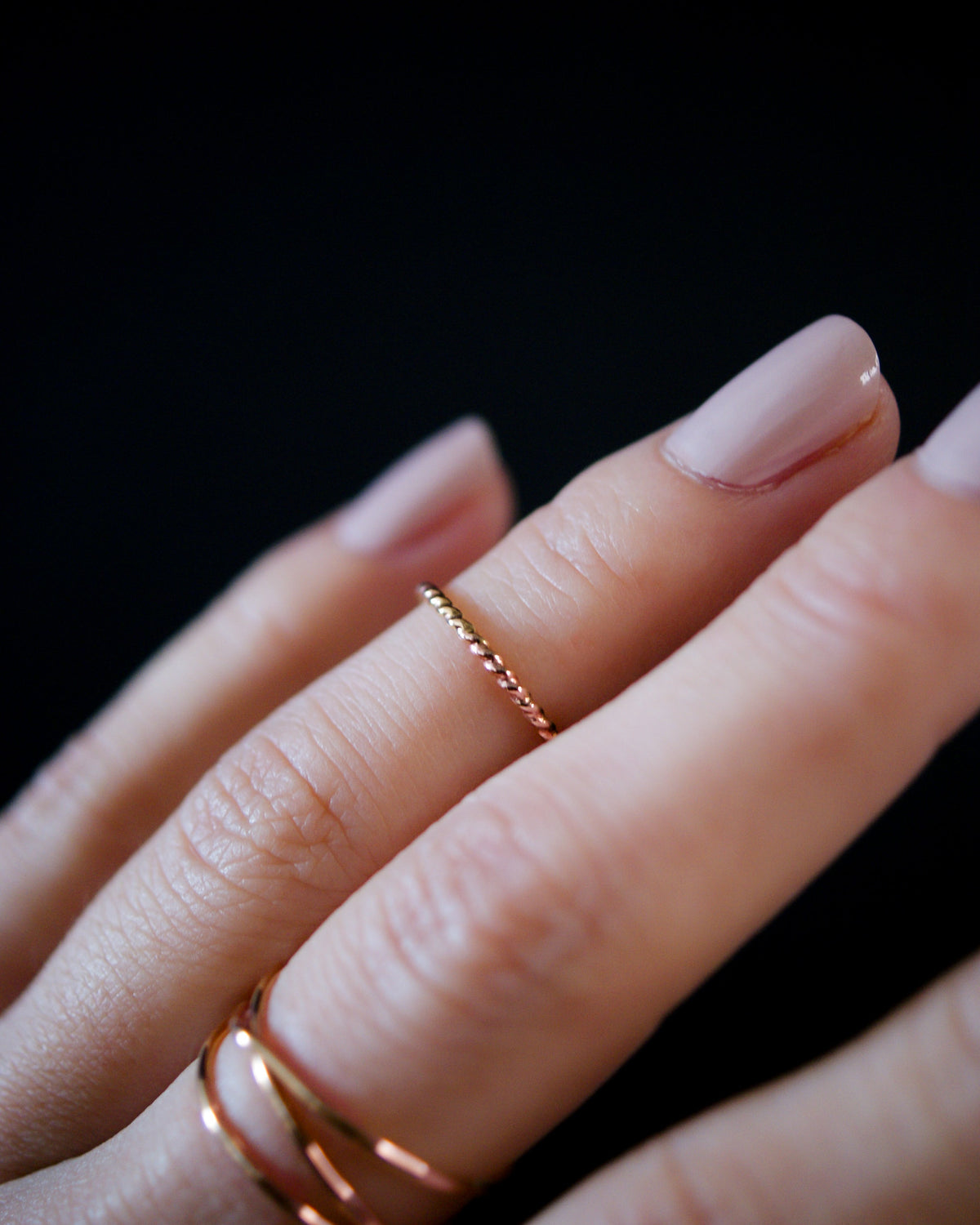 Twist Ring, Solid 14K Rose Gold