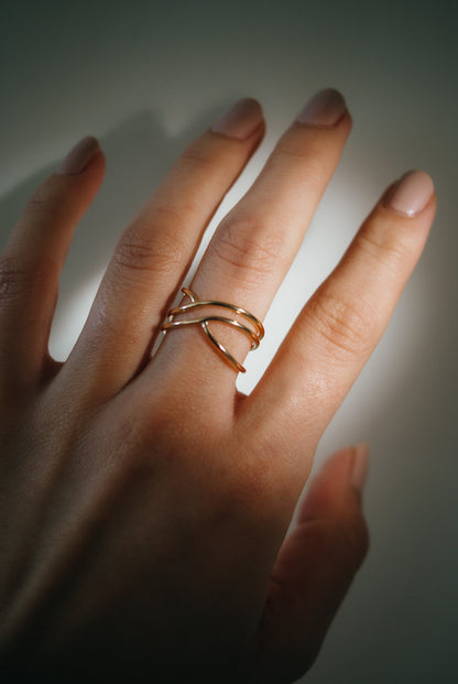 Small Curved Wraparound Ring, 14K Gold Fill