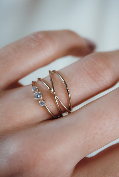 Wraparound Ring, Solid 14K White Gold