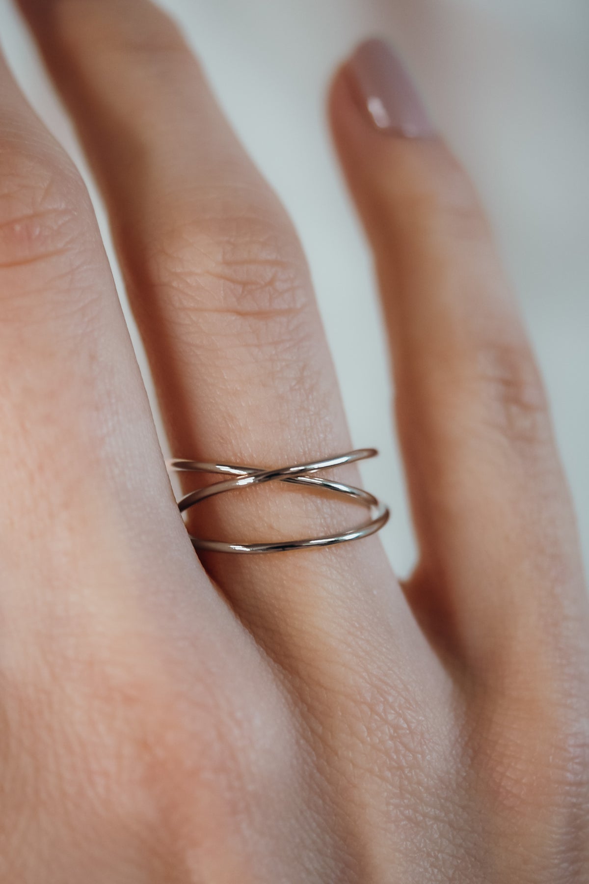 Wraparound Ring, Solid 14K White Gold