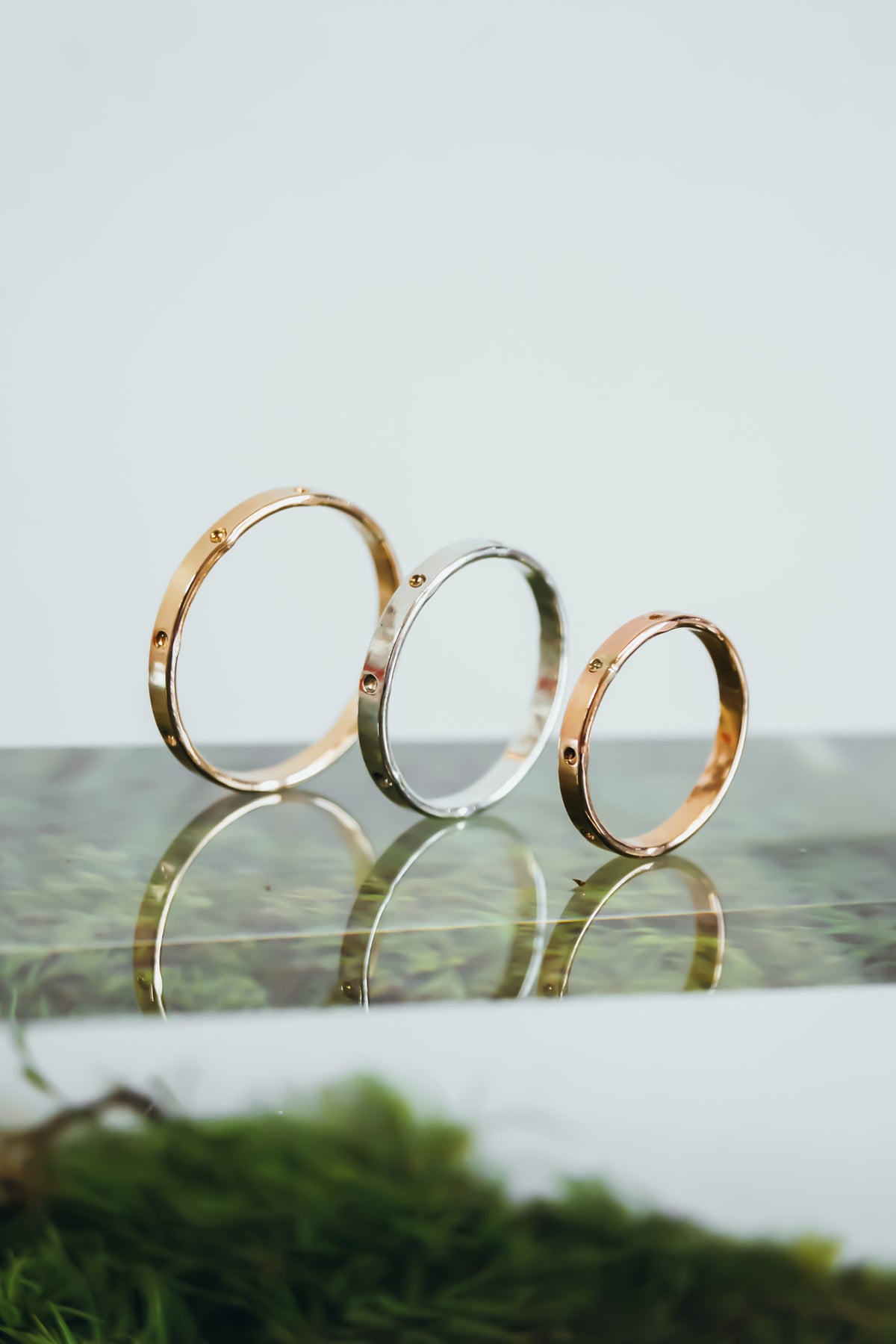 Dotted Mirror Band, Sterling Silver