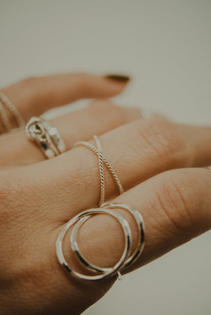 Twist X-Ring, Sterling Silver