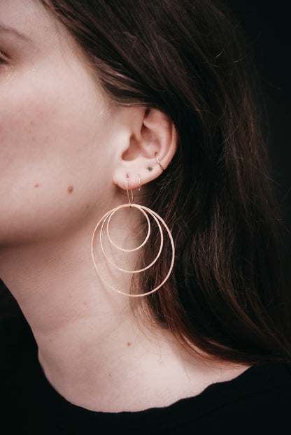 Triple Hoop Earrings, Gold Fill, Rose Gold Fill or Sterling Silver