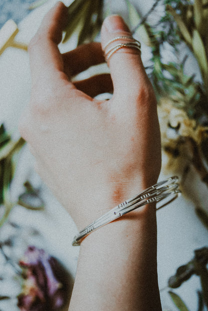 Lined Bangle Bracelet, Gold Fill, Rose Gold Fill, or Sterling Silver
