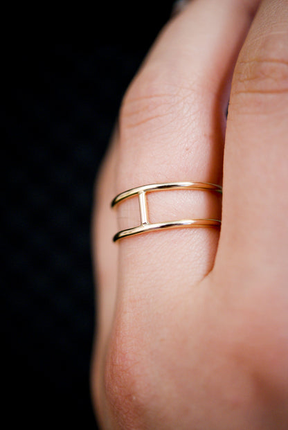 Small Cage Ring, Solid 14K Gold