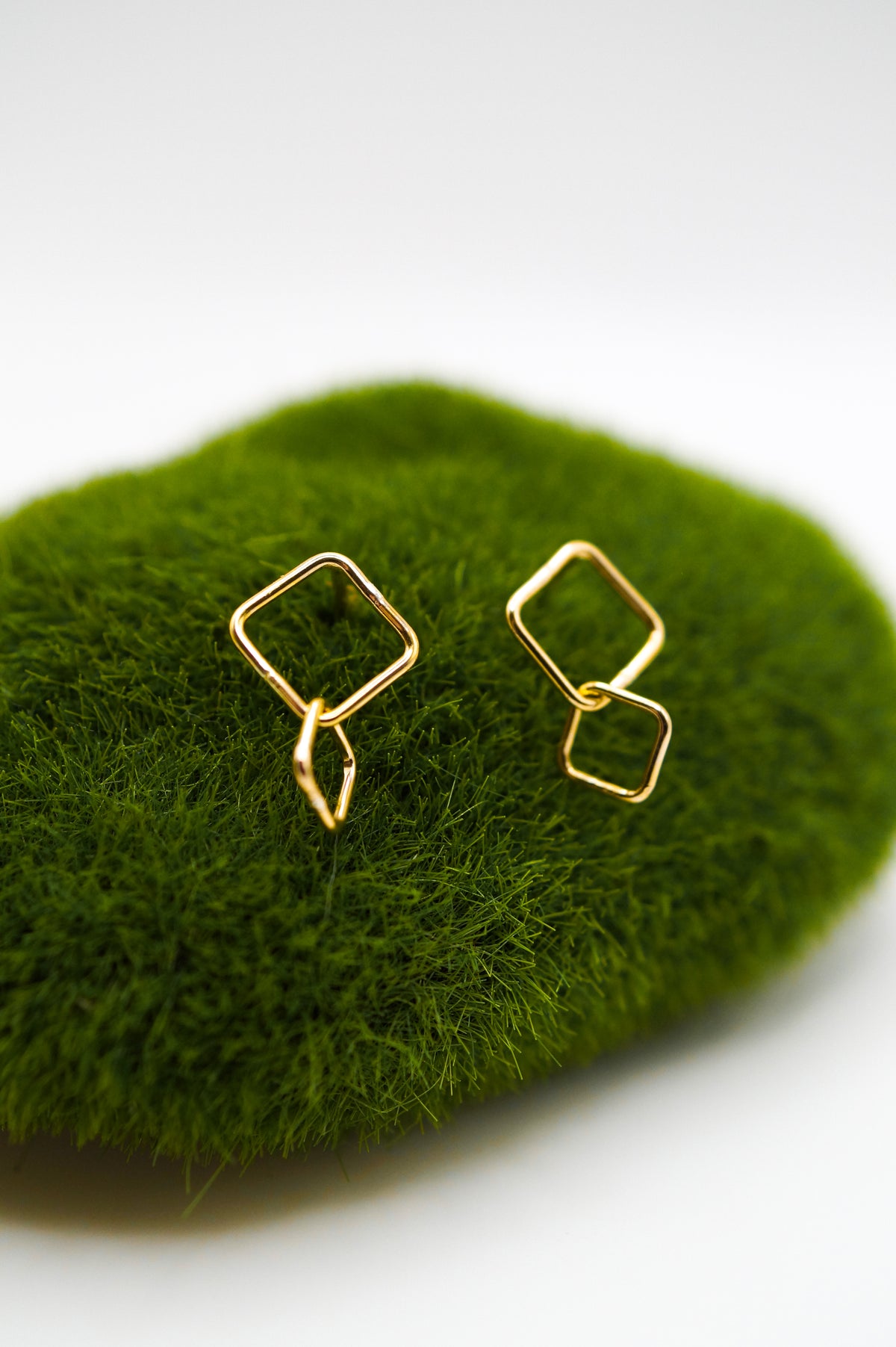 Square Link Stud Earrings, Gold Fill or Sterling Silver