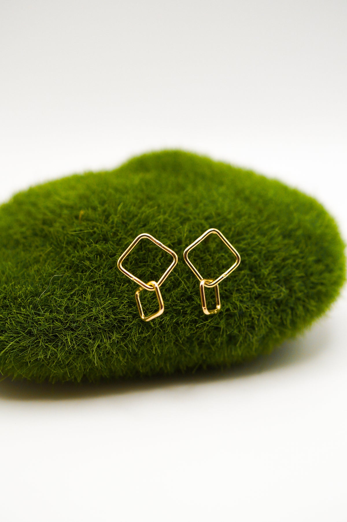 Square Link Stud Earrings, Gold Fill or Sterling Silver