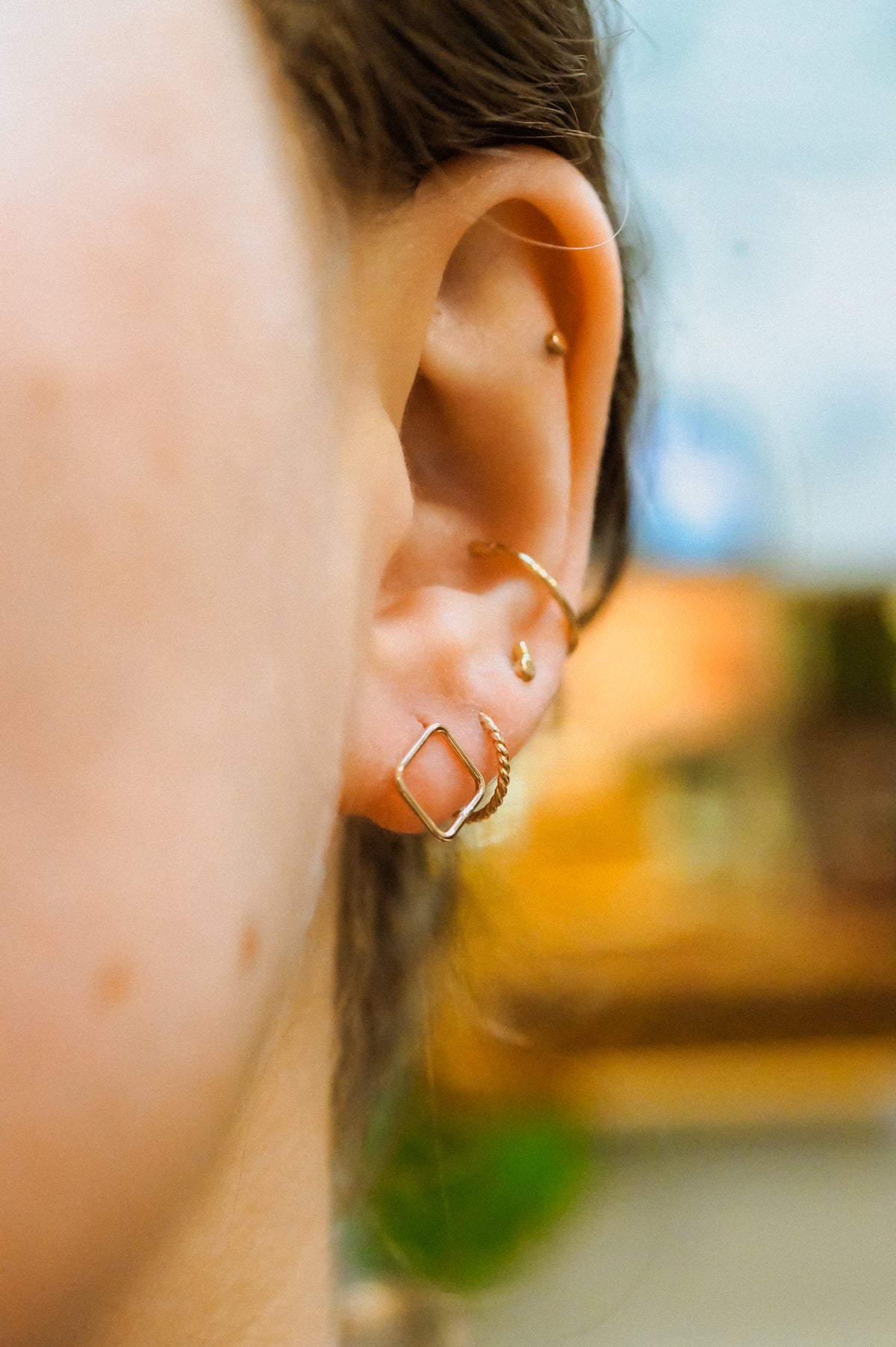 Square Stud Earrings, Gold Fill or Sterling Silver