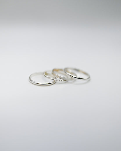 Mirrored Extra Thick Set of 4 Stacking Rings, Gold Fill, Rose Gold Fill or Sterling Silver