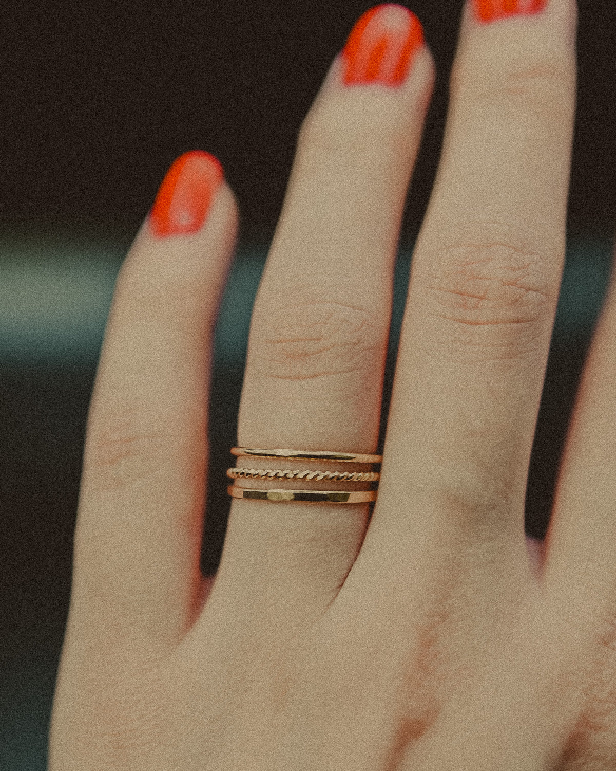 Twist Set of 3 Stacking Rings, 14K Gold Fill