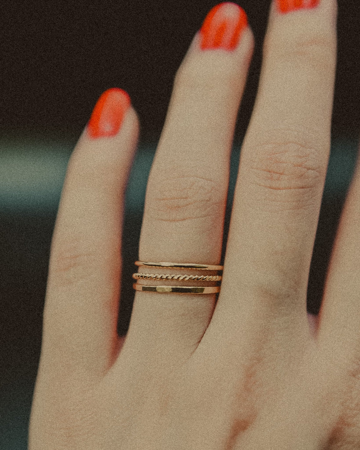 Twist Set of 3 Stacking Rings, 14K Rose Gold Fill