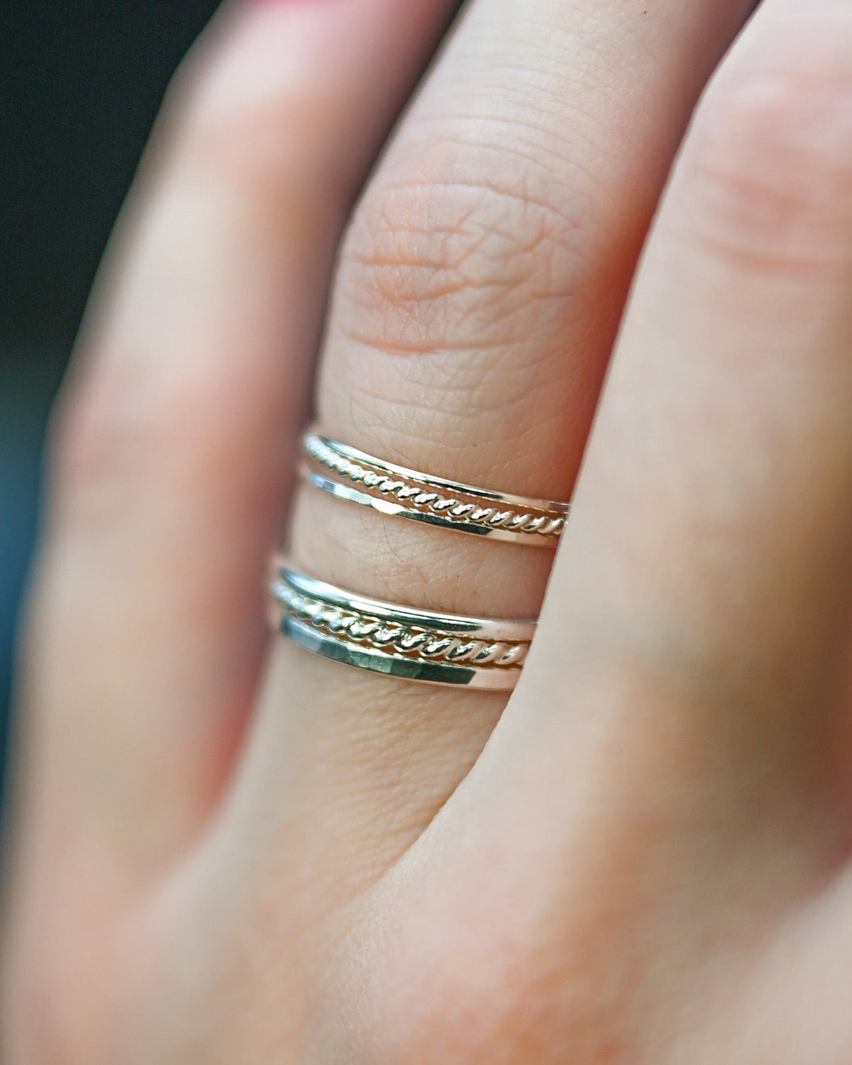 Twist Set of 3 Stacking Rings, Sterling Silver