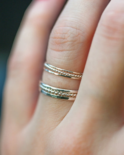 Twist Set of 3 Stacking Rings, Sterling Silver