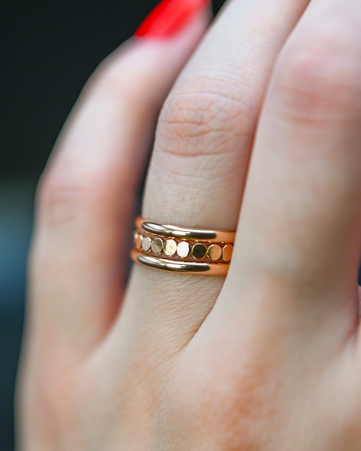 The Everyday Bead Set of 3 Stacking Rings, Gold Fill, Rose Gold Fill or Sterling Silver