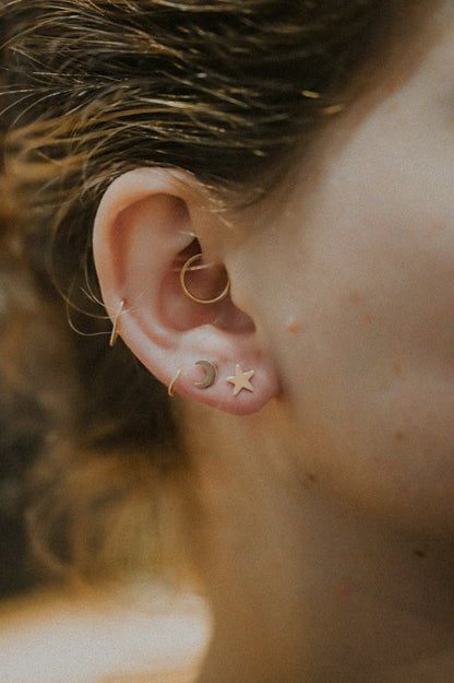 Moon Flat Back Stud Earring