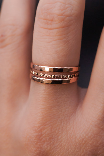 The Everyday Lined Set of 3 Stacking Rings, Gold Fill, Rose Gold Fill or Sterling Silver