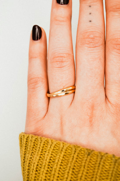 Thick Interlocking Set of 2 Rings, 14K Gold Fill