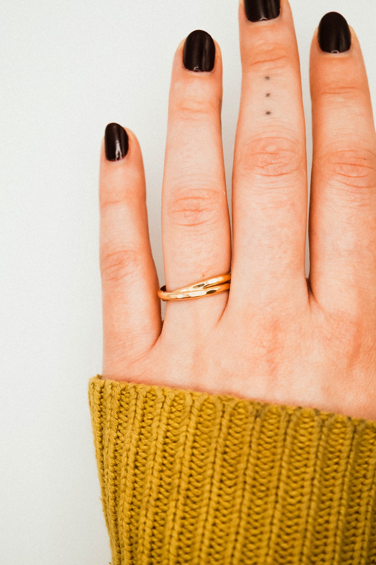 Thick Interlocking Set of 2 Rings, 14K Gold Fill