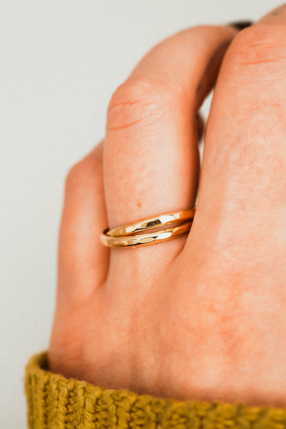 Thick Interlocking Set of 2 Rings, 14K Gold Fill