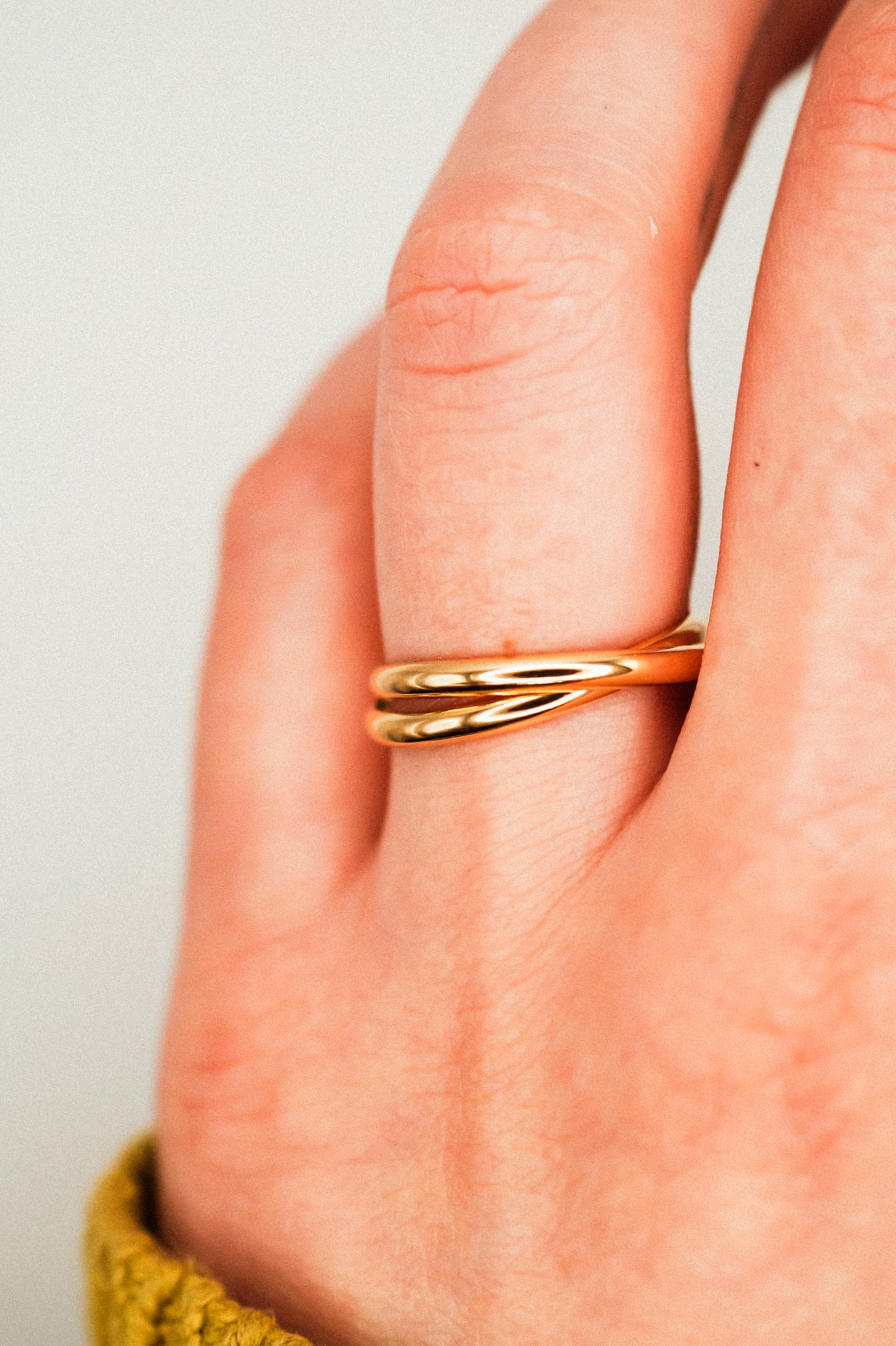 Thick Interlocking Set of 2 Rings, 14K Gold Fill