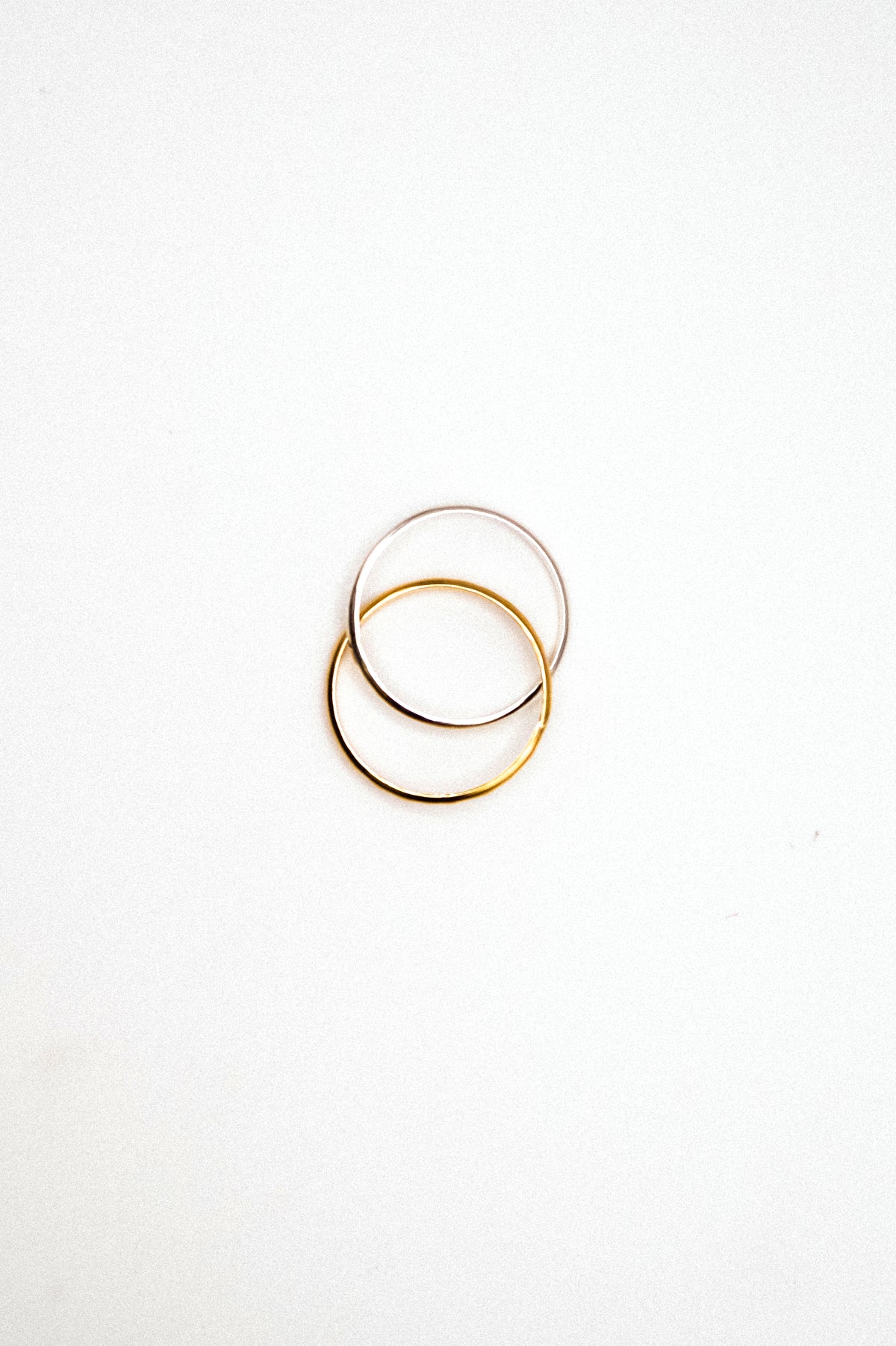Thick Interlocking Set of 2 Rings, Sterling Silver & Gold Fill