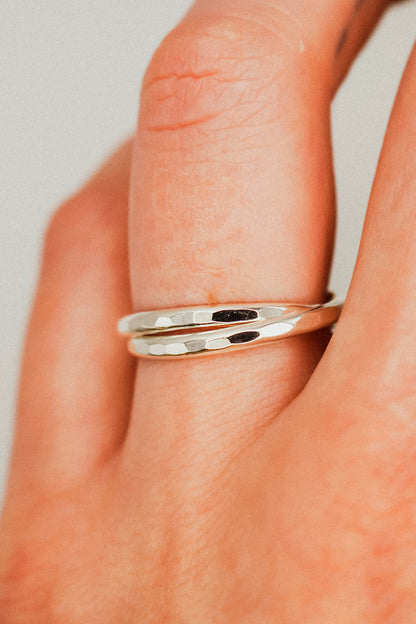 Thick Interlocking Set of 2 Rings, Sterling Silver