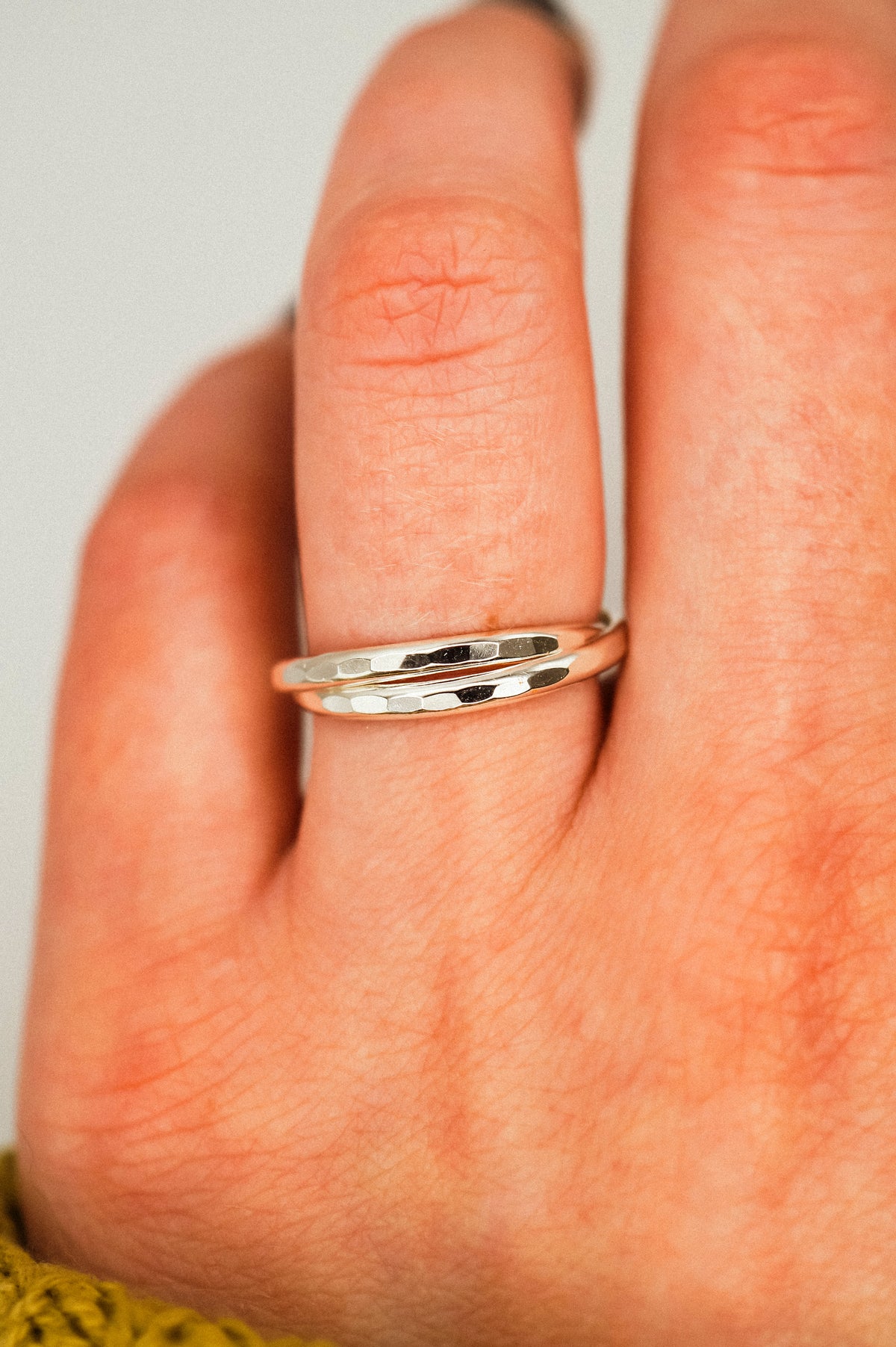 Thick Interlocking Set of 2 Rings, Sterling Silver