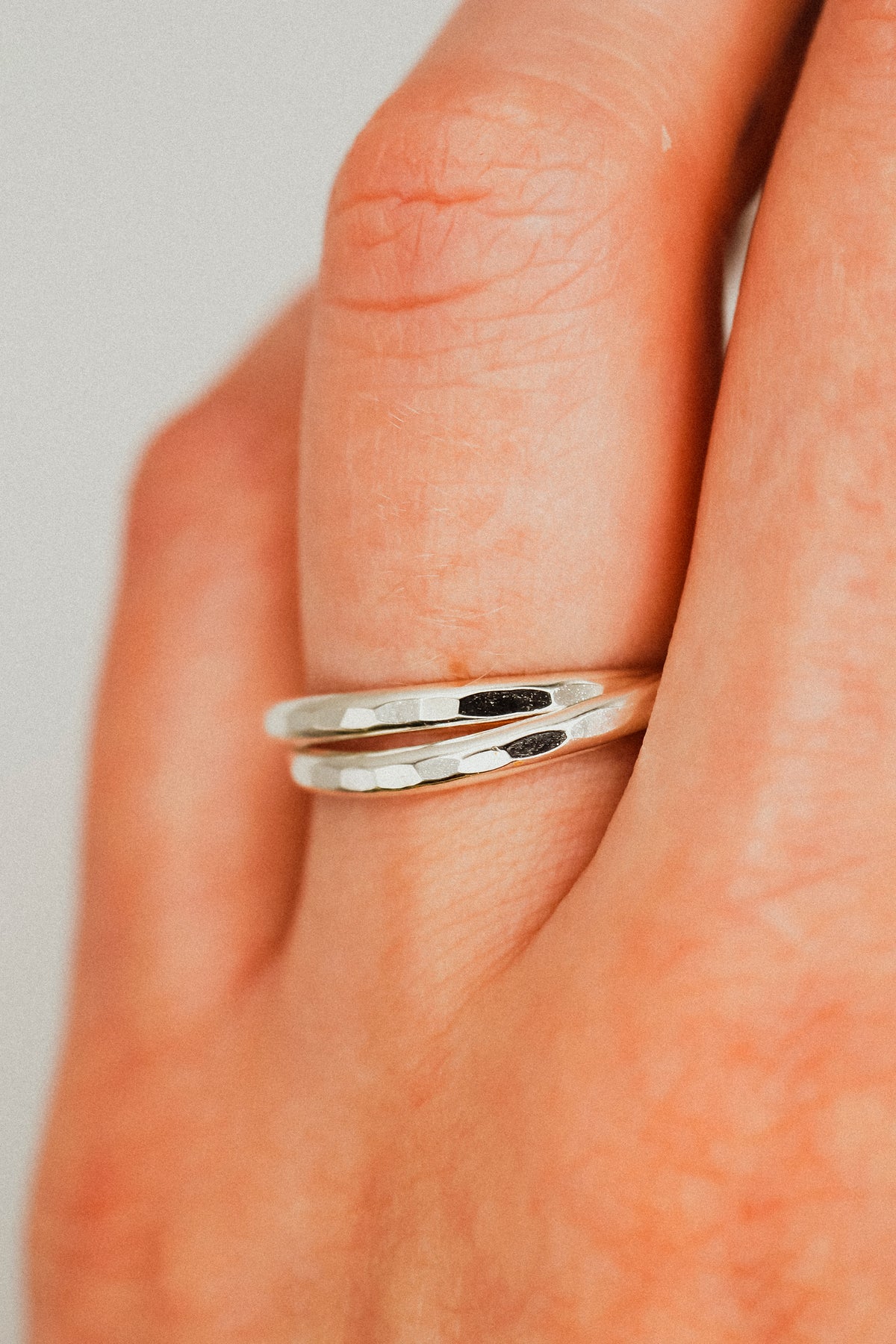 Thick Interlocking Set of 2 Rings, Sterling Silver