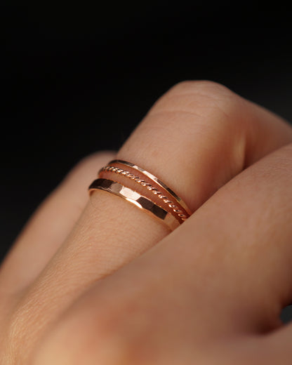 Ultra Thin and Extra Thick Twist Set of 3 Stacking Rings, Gold Fill, Rose Gold Fill or Sterling Silver