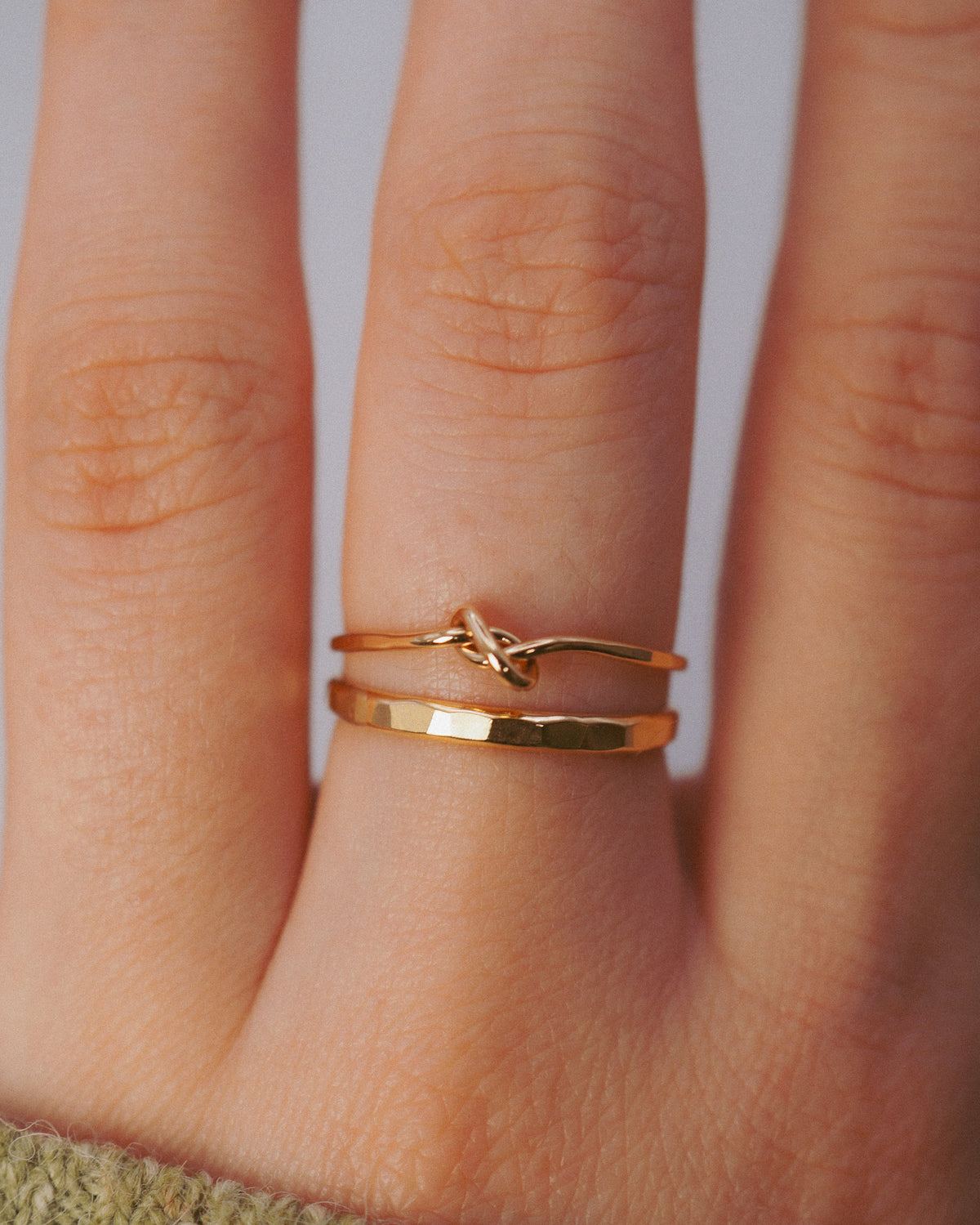 Extra Thick Closed Knot Set of 2 Stacking Rings, Gold Fill, Rose Gold Fill or Sterling Silver