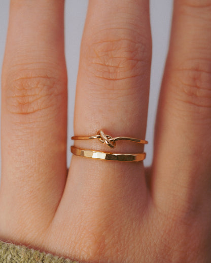 Extra Thick Closed Knot Set of 2 Stacking Rings, Gold Fill, Rose Gold Fill or Sterling Silver