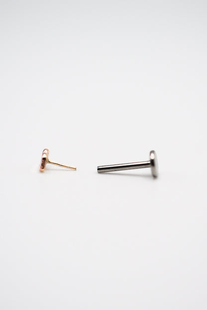 Hammered Bead Flat Back Stud Earring