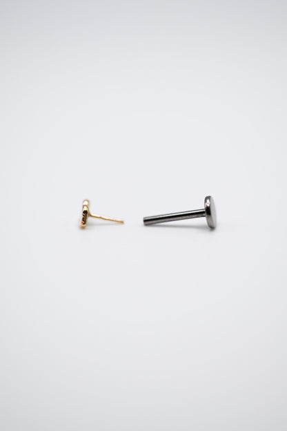 Hammered Bead Flat Back Stud Earring