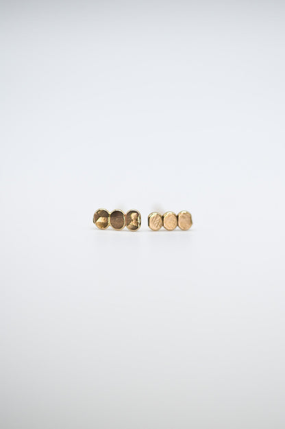 Hammered Bead Flat Back Stud Earring in Solid Gold