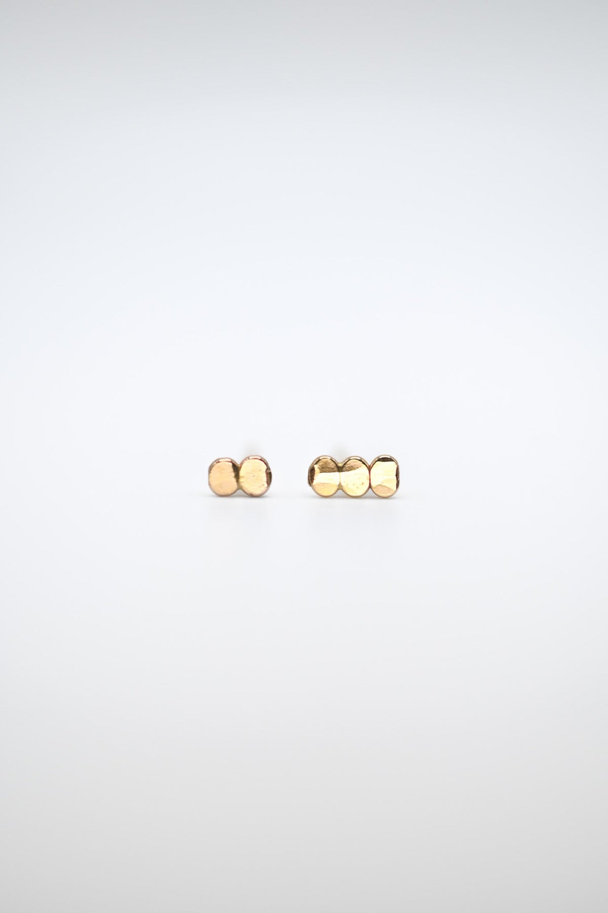 Hammered Bead Flat Back Stud Earring in Solid Gold