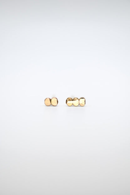 Hammered Bead Flat Back Stud Earring in Solid Gold