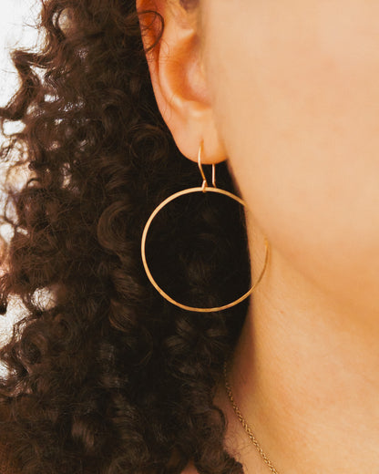 Full Circle Hoop Earrings, Solid 14K Gold, Rose or White Gold