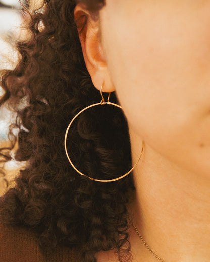 Full Circle Hoop Earrings, Solid 14K Gold, Rose or White Gold