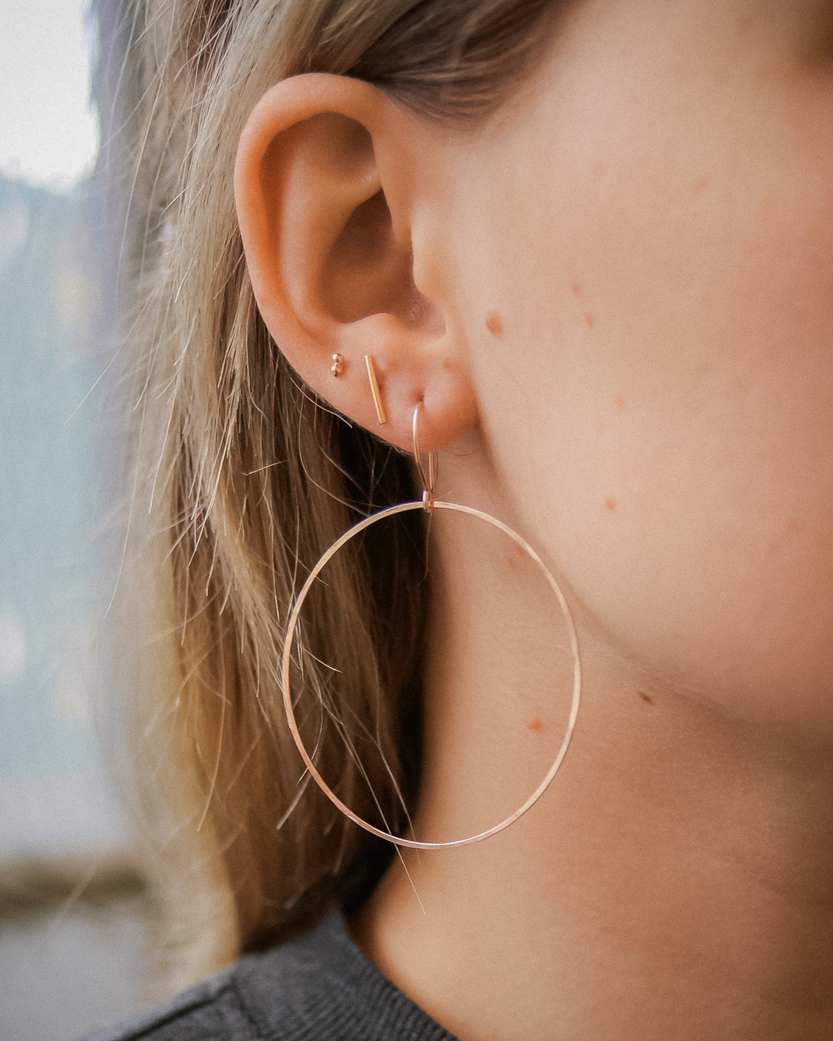 Full Circle Hoop Earrings, Solid 14K Gold, Rose or White Gold