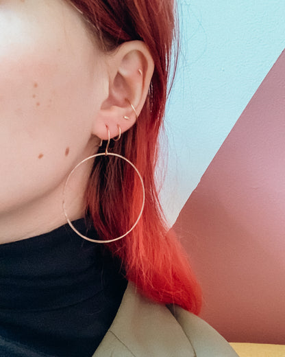 Full Circle Hoop Earrings, Solid 14K Gold, Rose or White Gold