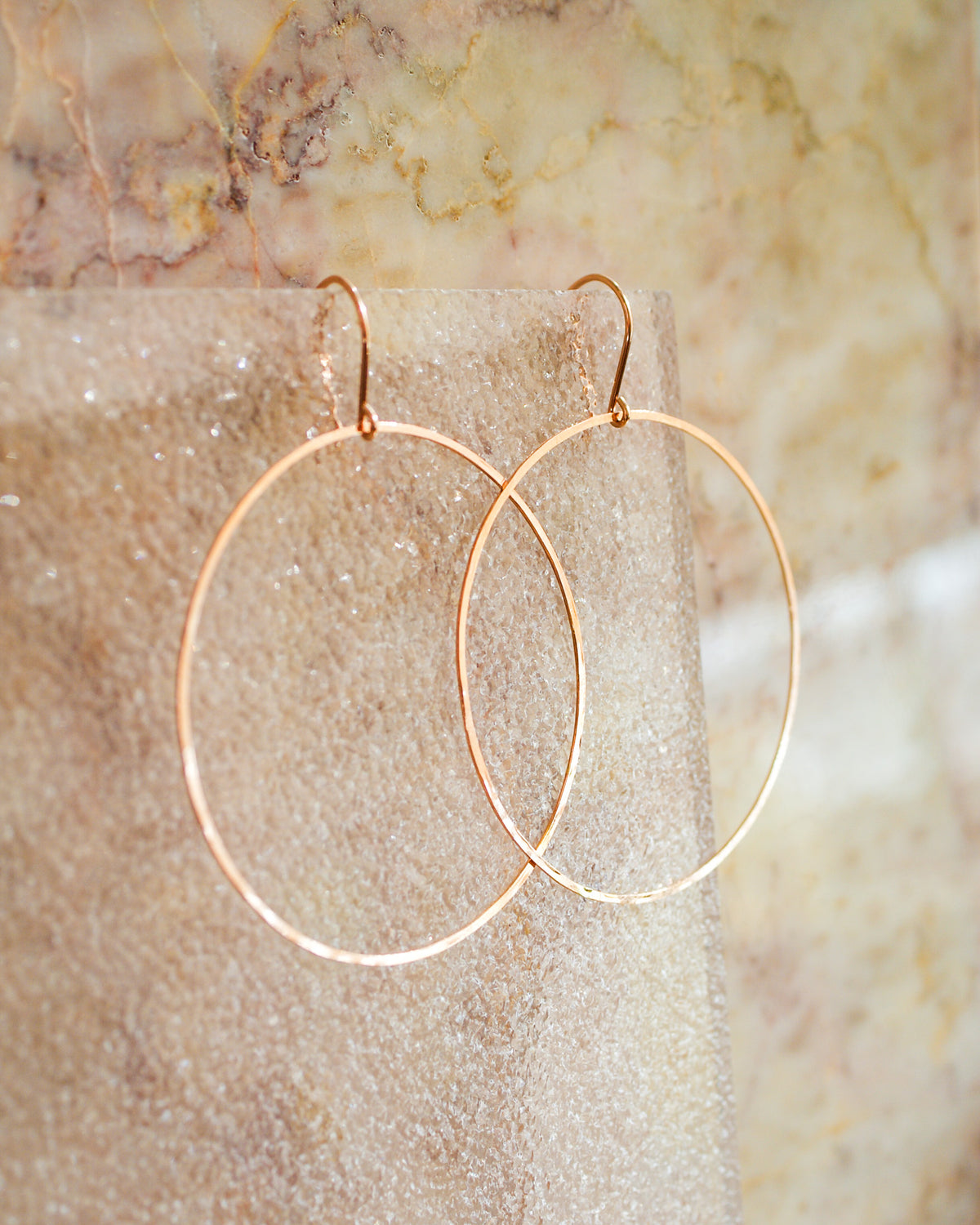 Full Circle Hoop Earrings, Solid 14K Gold, Rose or White Gold
