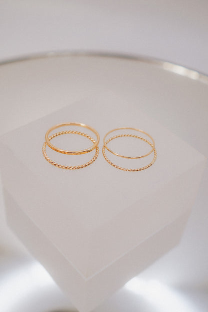 Twist Set of 2 Stacking Rings, 14K Gold Fill